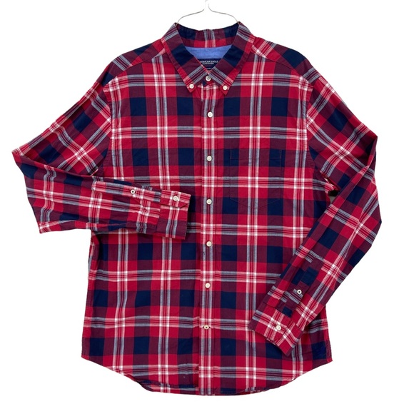 AMERICAN EAGLE Shirt Prep Fit Plaid Flannel Shirt Button Down - Picture 1 of 6